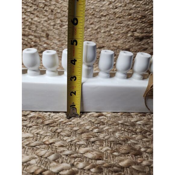 Mud Pie Happy Hanukkah White Ceramic Menorah Jewish Candle Holder Christmas - Picture 8 of 10
